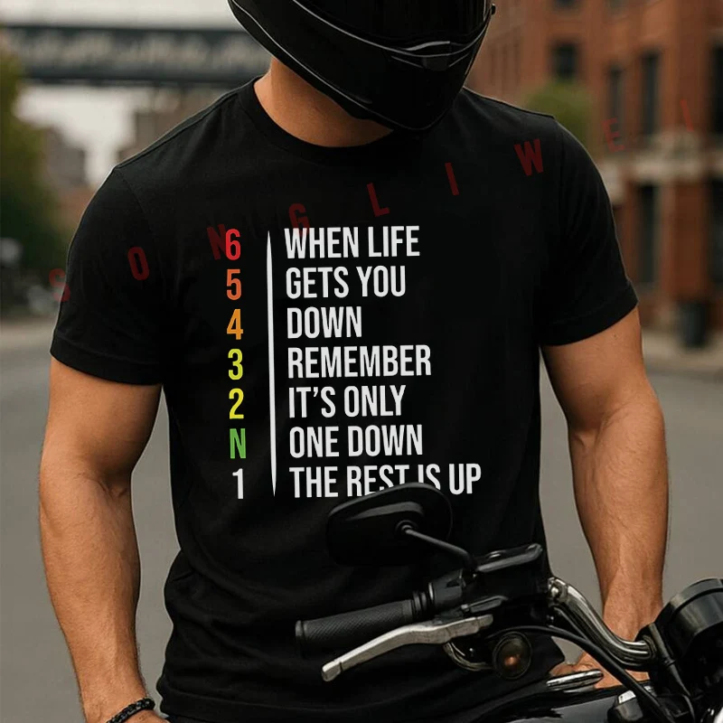 Motorcycle Gear Quotes - Moto Cotton T-Shirt Motorcycle Gear Shift