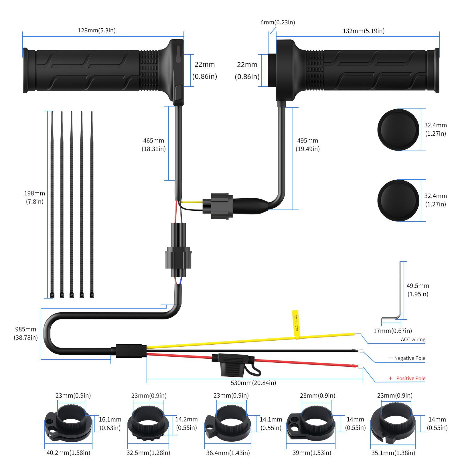 Handlebar Grip Heated - DC 12V Motorcycle Handlebar Heater Hot